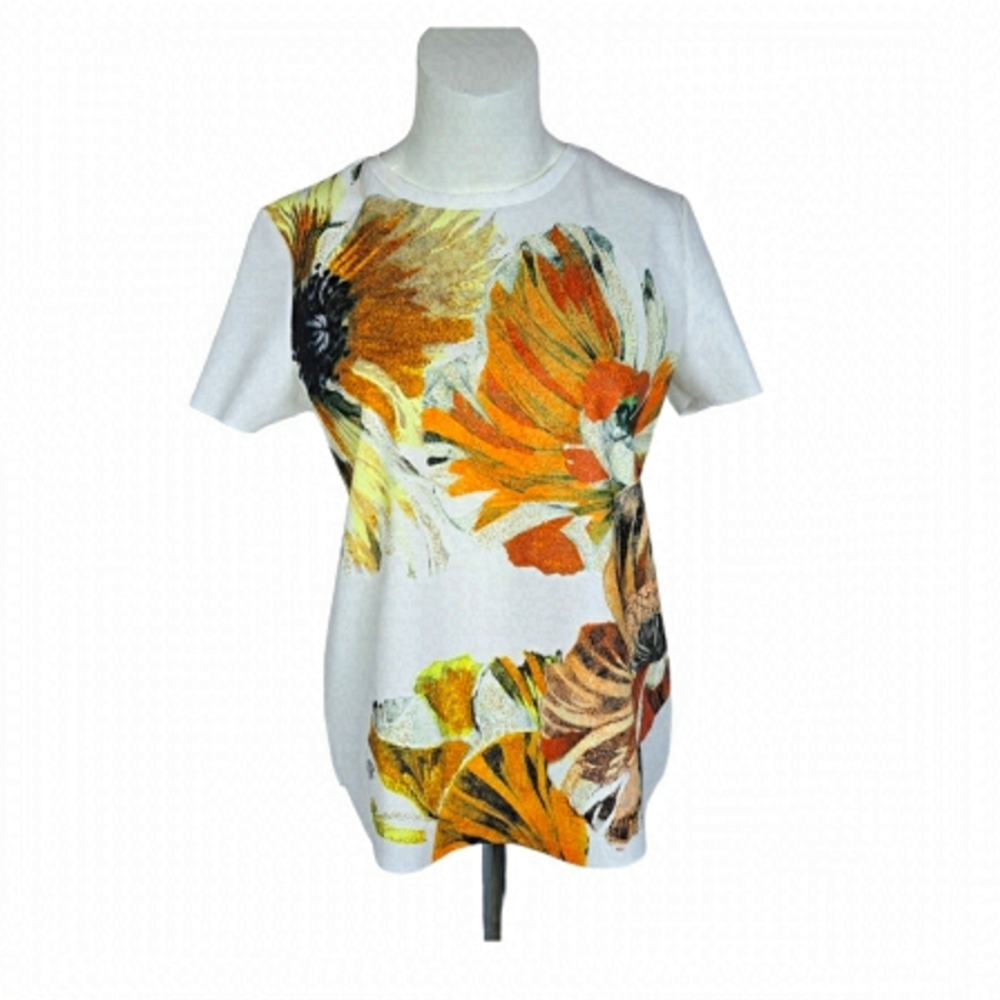ZARA Tropical Print Shiny T shirt